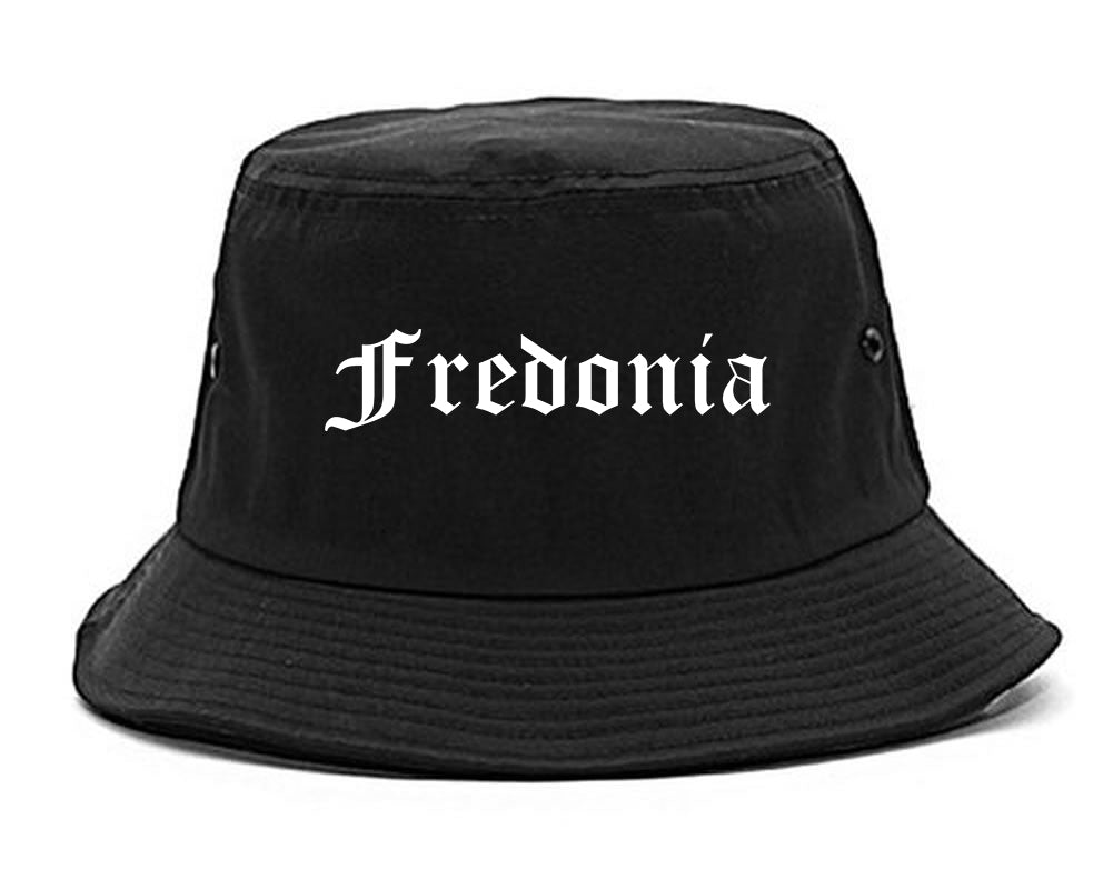 Fredonia New York NY Old English Mens Bucket Hat Black
