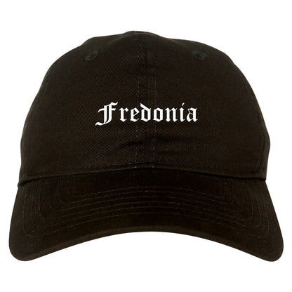 Fredonia New York NY Old English Mens Dad Hat Baseball Cap Black