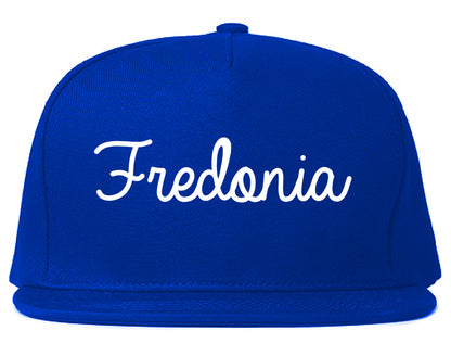 Fredonia New York NY Script Mens Snapback Hat Royal Blue