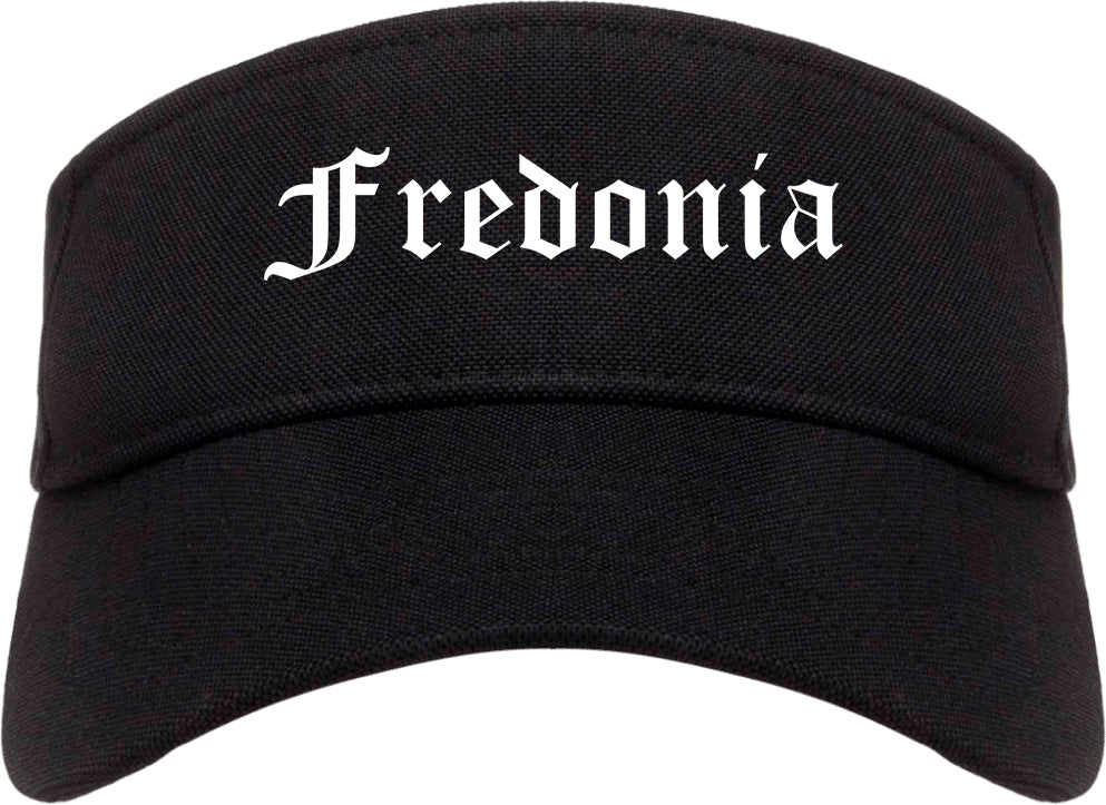 Fredonia New York NY Old English Mens Visor Cap Hat Black