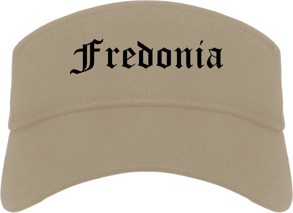 Fredonia New York NY Old English Mens Visor Cap Hat Khaki