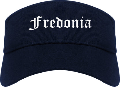 Fredonia New York NY Old English Mens Visor Cap Hat Navy Blue