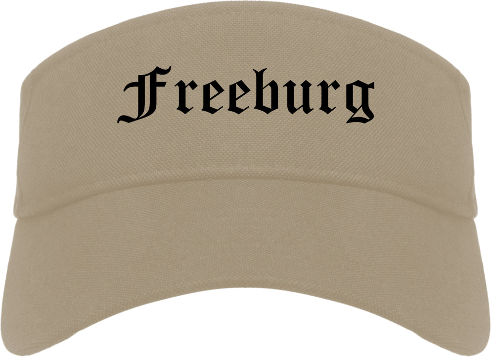 Freeburg Illinois IL Old English Mens Visor Cap Hat Khaki