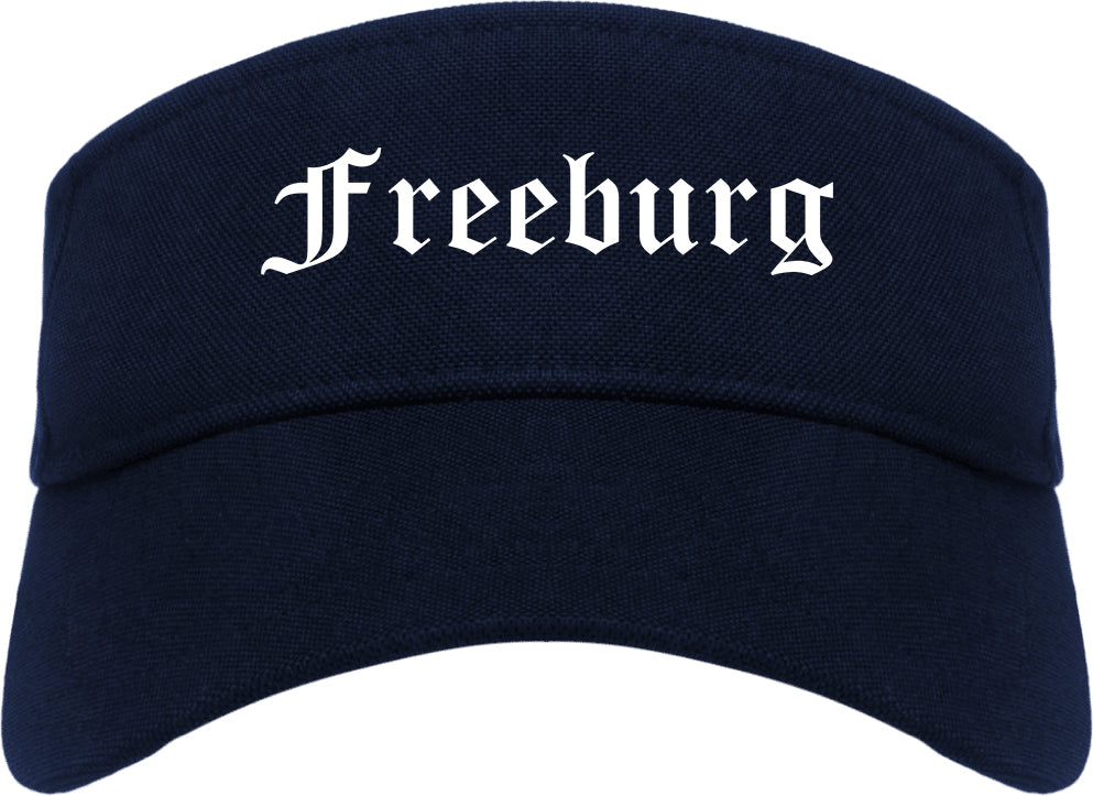 Freeburg Illinois IL Old English Mens Visor Cap Hat Navy Blue
