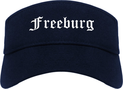 Freeburg Illinois IL Old English Mens Visor Cap Hat Navy Blue