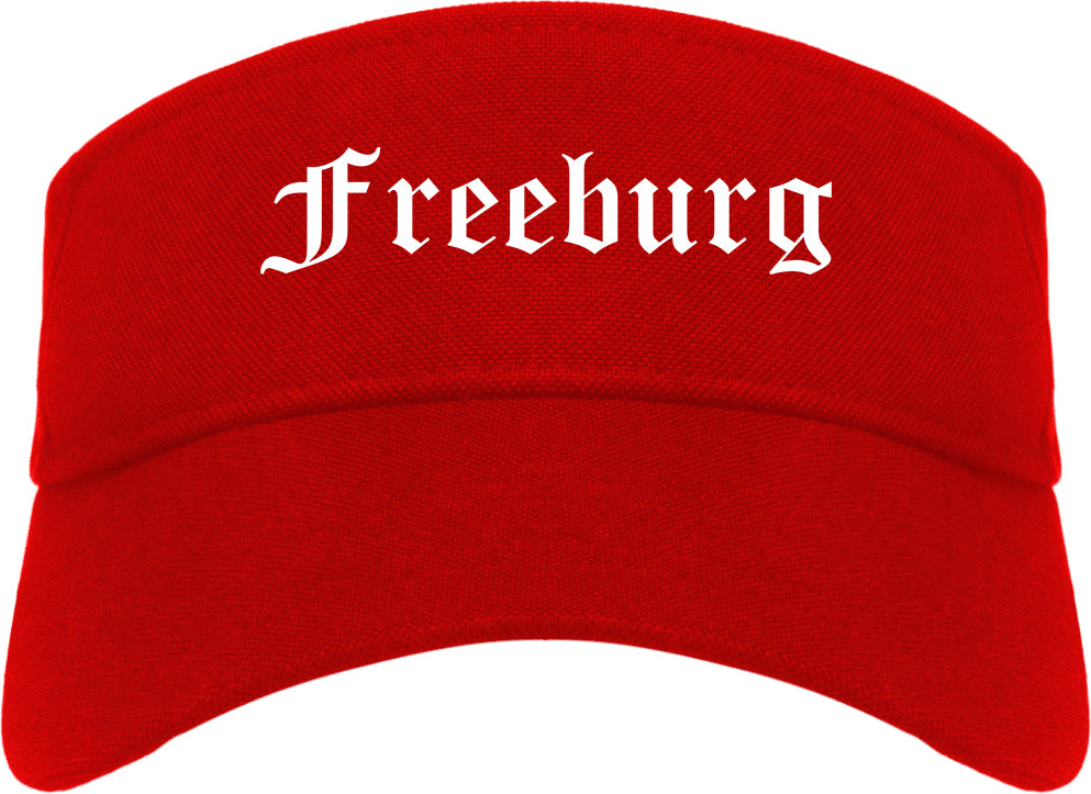 Freeburg Illinois IL Old English Mens Visor Cap Hat Red