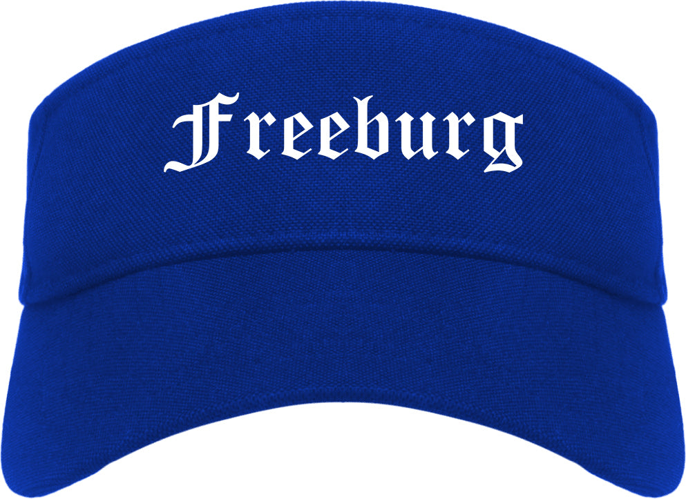 Freeburg Illinois IL Old English Mens Visor Cap Hat Royal Blue