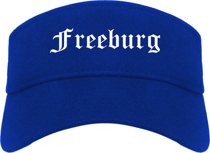 Freeburg Illinois IL Old English Mens Visor Cap Hat Royal Blue