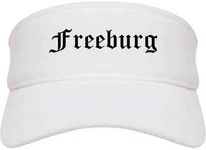 Freeburg Illinois IL Old English Mens Visor Cap Hat White