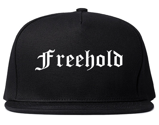 Freehold New Jersey NJ Old English Mens Snapback Hat Black