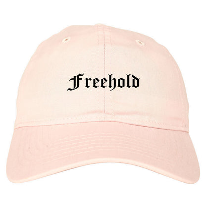 Freehold New Jersey NJ Old English Mens Dad Hat Baseball Cap Pink