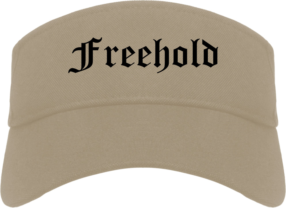 Freehold New Jersey NJ Old English Mens Visor Cap Hat Khaki
