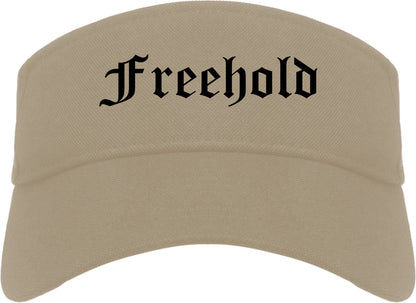 Freehold New Jersey NJ Old English Mens Visor Cap Hat Khaki