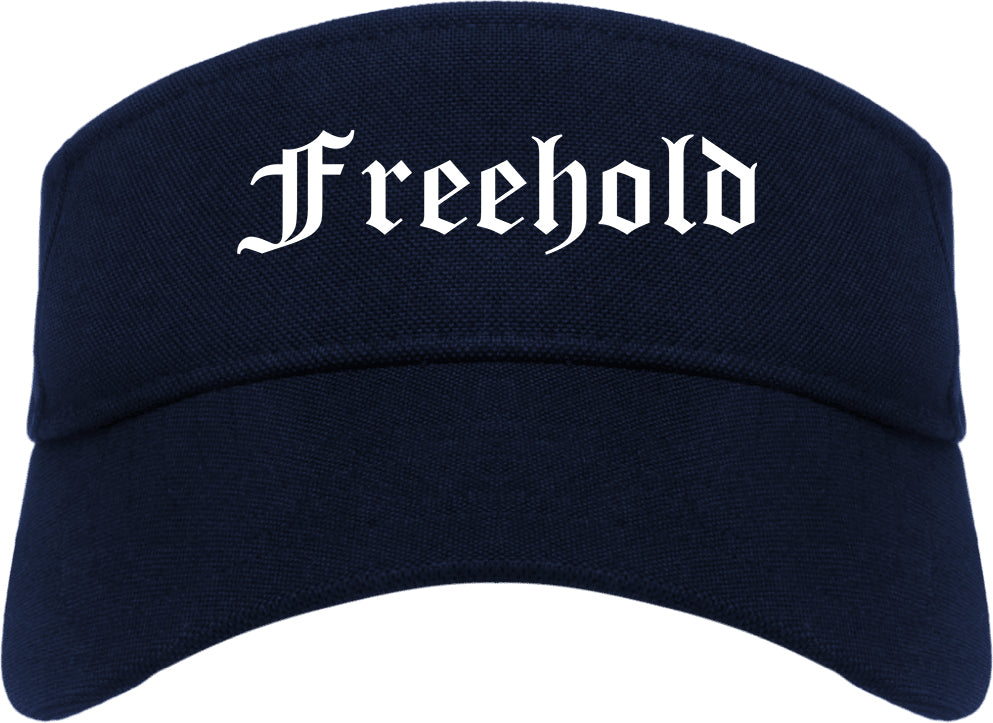 Freehold New Jersey NJ Old English Mens Visor Cap Hat Navy Blue