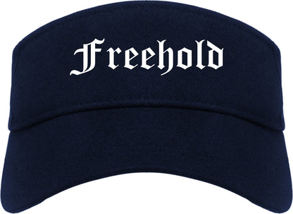 Freehold New Jersey NJ Old English Mens Visor Cap Hat Navy Blue
