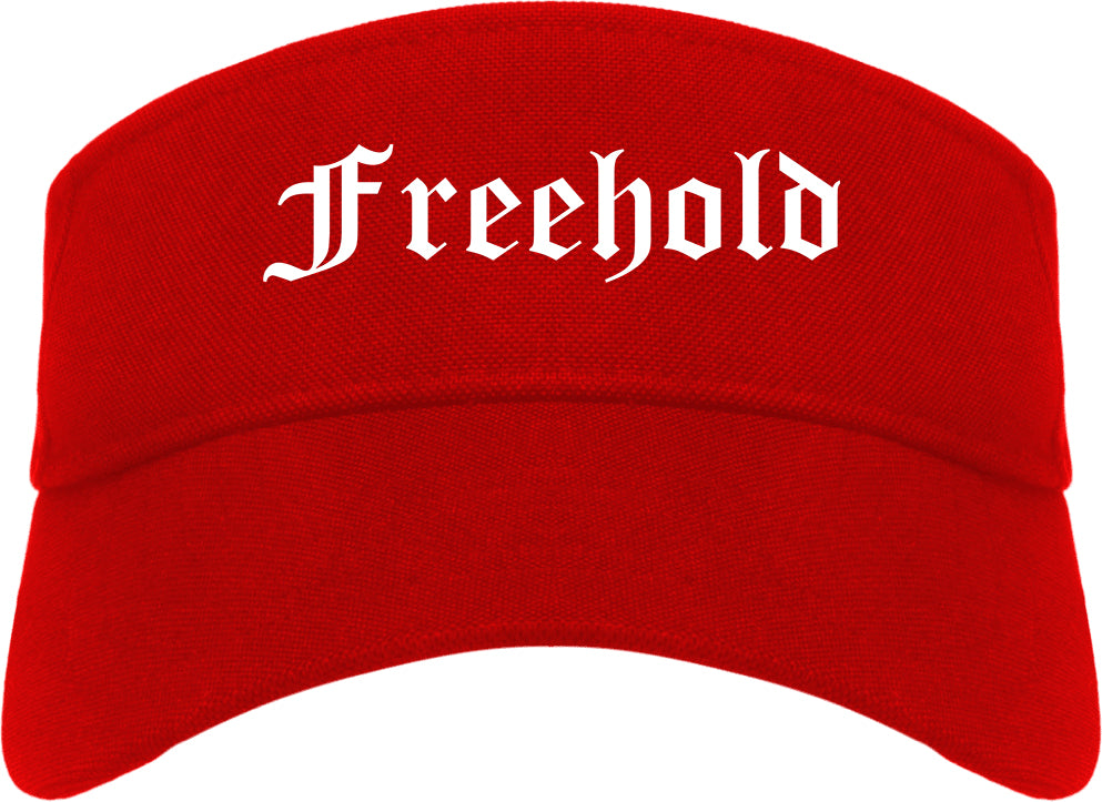 Freehold New Jersey NJ Old English Mens Visor Cap Hat Red