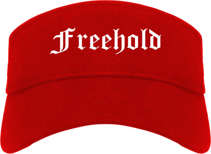 Freehold New Jersey NJ Old English Mens Visor Cap Hat Red