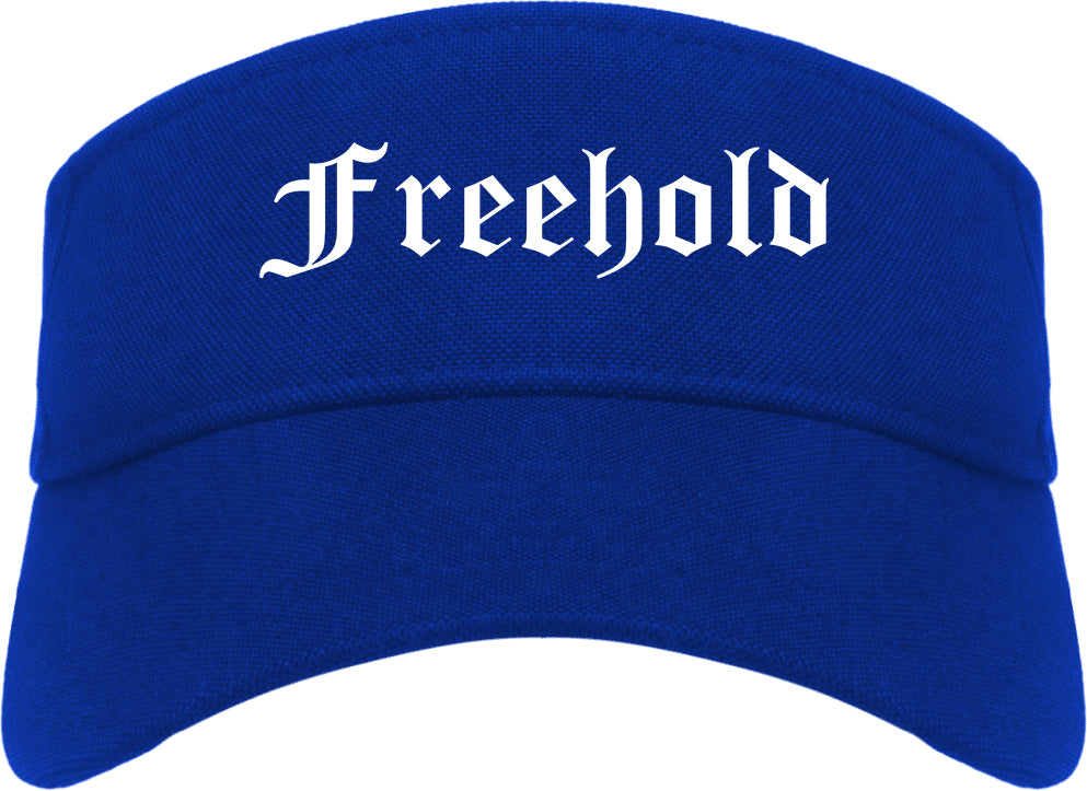Freehold New Jersey NJ Old English Mens Visor Cap Hat Royal Blue