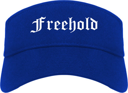 Freehold New Jersey NJ Old English Mens Visor Cap Hat Royal Blue