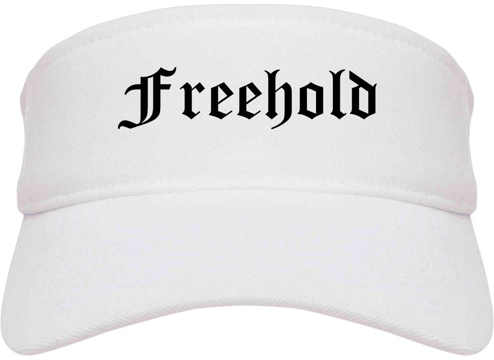 Freehold New Jersey NJ Old English Mens Visor Cap Hat White