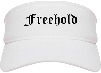 Freehold New Jersey NJ Old English Mens Visor Cap Hat White