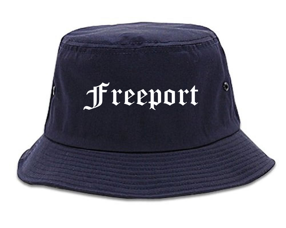 Freeport Illinois IL Old English Mens Bucket Hat Navy Blue