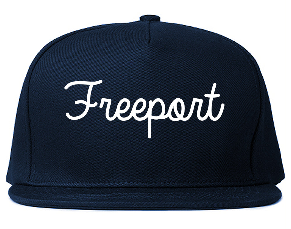 Freeport Illinois IL Script Mens Snapback Hat Navy Blue