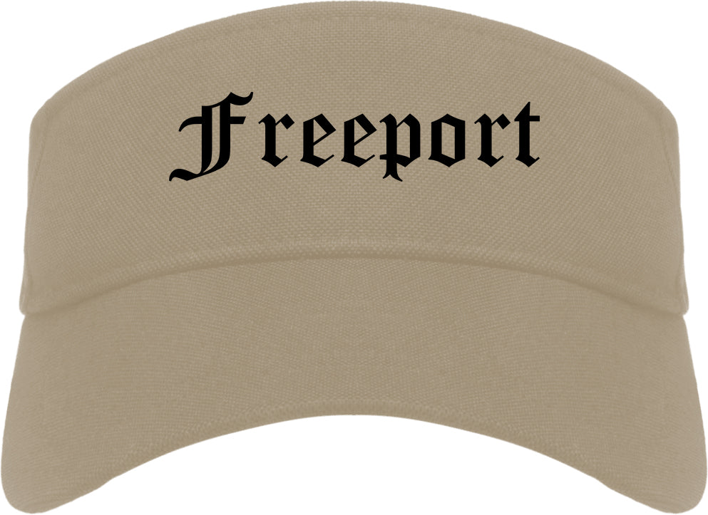 Freeport Illinois IL Old English Mens Visor Cap Hat Khaki