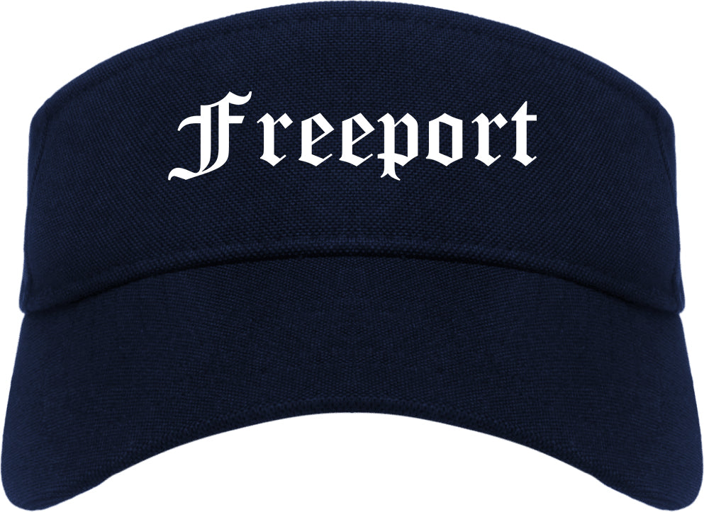 Freeport Illinois IL Old English Mens Visor Cap Hat Navy Blue