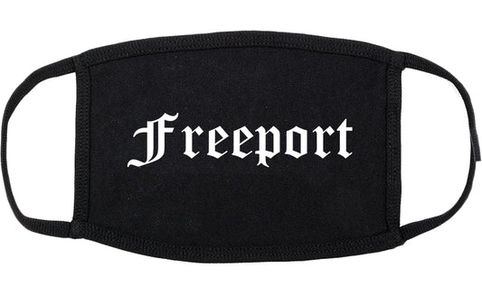 Freeport New York NY Old English Cotton Face Mask Black