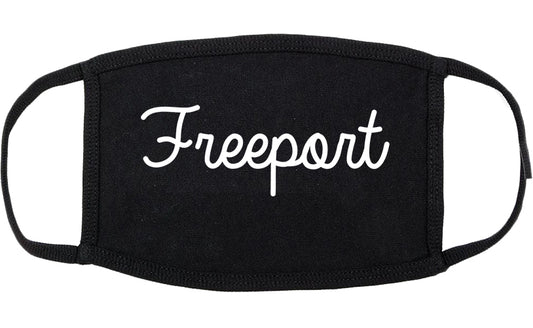 Freeport New York NY Script Cotton Face Mask Black