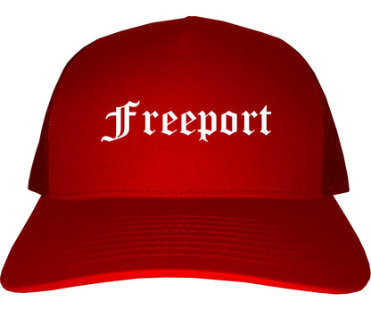 Freeport Texas TX Old English Mens Trucker Hat Cap Red