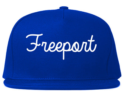 Freeport Texas TX Script Mens Snapback Hat Royal Blue