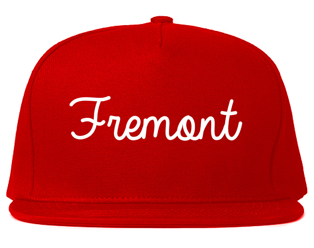 Fremont California CA Script Mens Snapback Hat Red