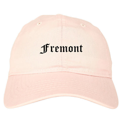 Fremont Nebraska NE Old English Mens Dad Hat Baseball Cap Pink