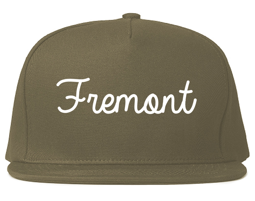 Fremont Nebraska NE Script Mens Snapback Hat Grey