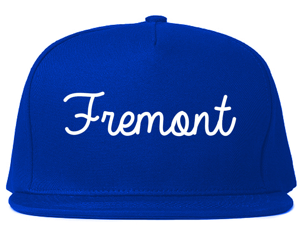 Fremont Nebraska NE Script Mens Snapback Hat Royal Blue