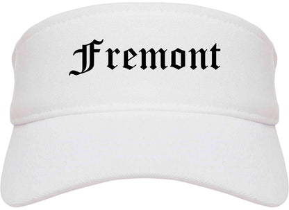 Fremont Nebraska NE Old English Mens Visor Cap Hat White