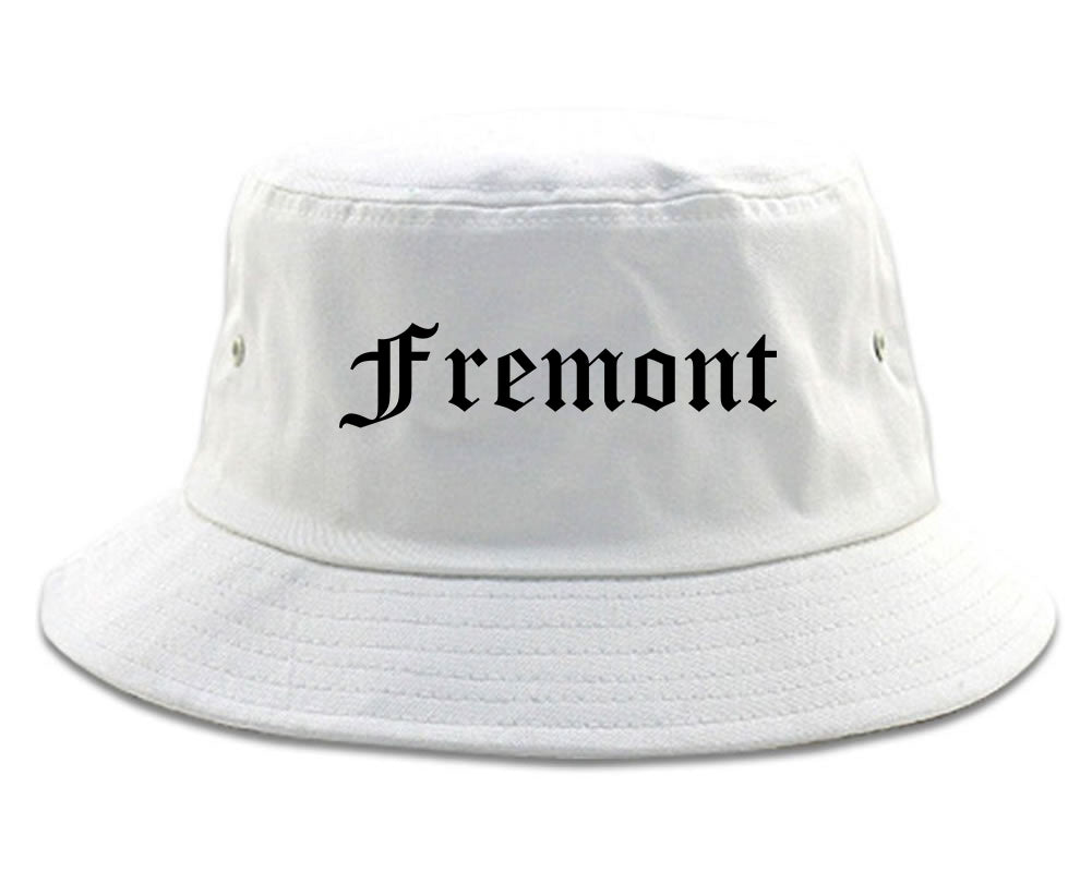Fremont Nebraska NE Old English Mens Bucket Hat White