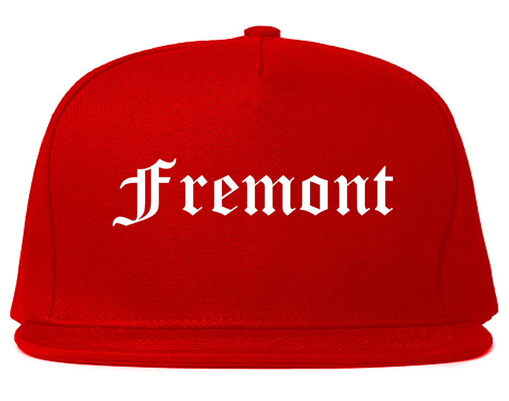 Fremont Ohio OH Old English Mens Snapback Hat Red