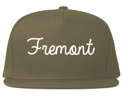 Fremont Ohio OH Script Mens Snapback Hat Grey