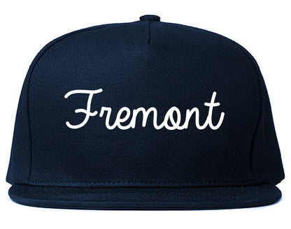 Fremont Ohio OH Script Mens Snapback Hat Navy Blue