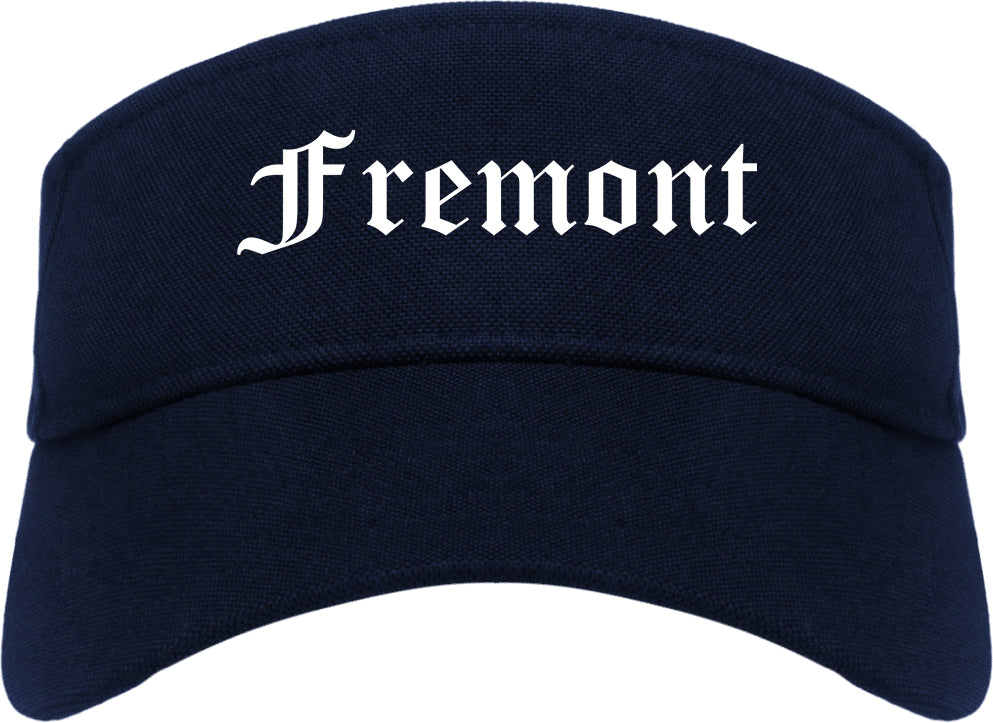 Fremont Ohio OH Old English Mens Visor Cap Hat Navy Blue