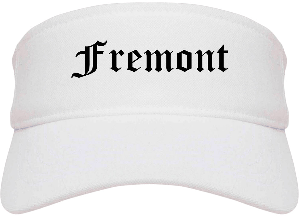 Fremont Ohio OH Old English Mens Visor Cap Hat White