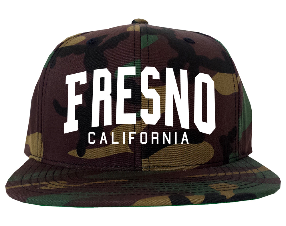 Fresno California Arch Mens Snapback Hat Camo