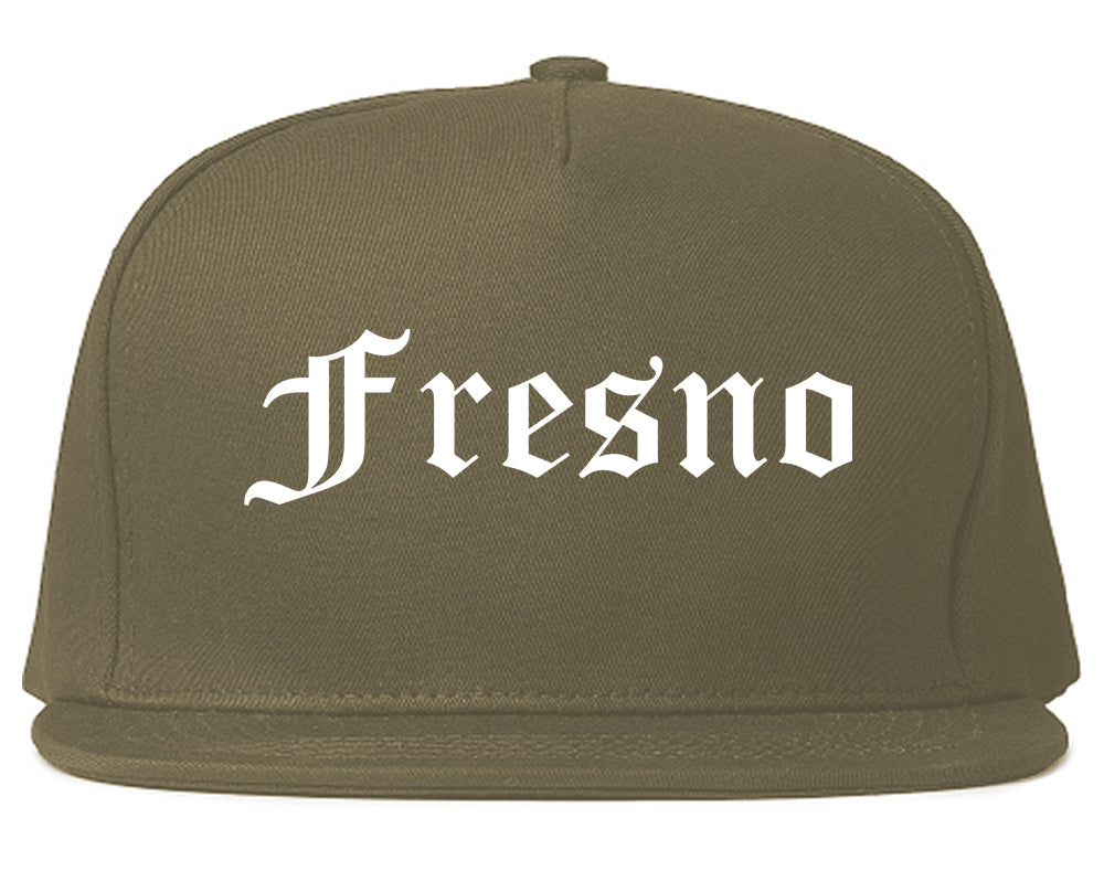 Fresno California CA Old English Mens Snapback Hat Grey