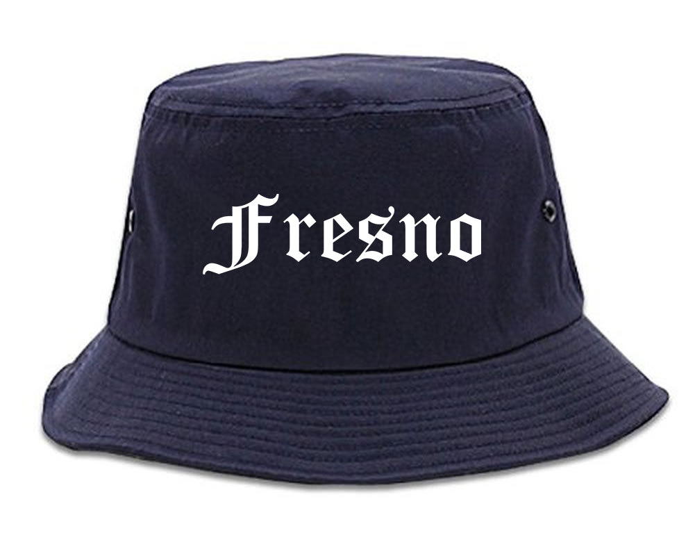 Fresno California CA Old English Mens Bucket Hat Navy Blue