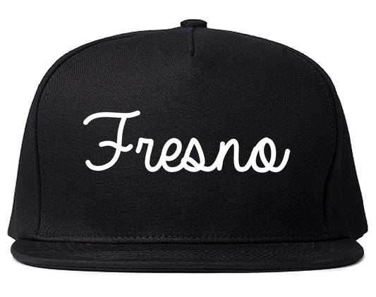 Fresno California CA Script Mens Snapback Hat Black