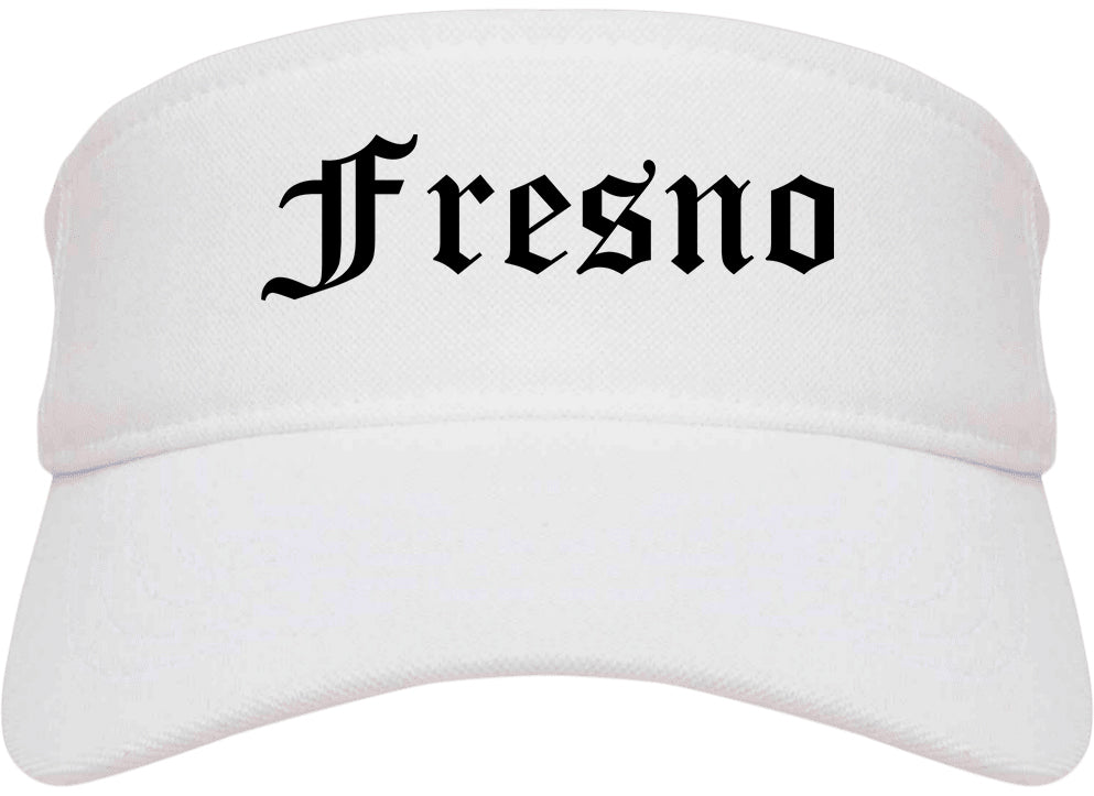 Fresno California CA Old English Mens Visor Cap Hat White
