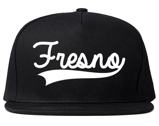 Fresno California Old School Varsity Logo Mens Snapback Hat Black